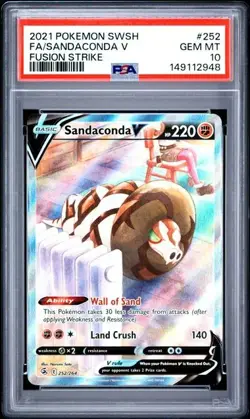 2021 POKEMON SWORD & SHIELD FUSION STRIKE #252 FULL ART/SANDACONDA V PSA 10 - Image 1