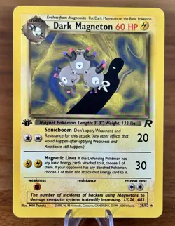 POKEMON Team Rocket 1999 Dark Magneton 1st Edition Card #28 NM - Image 1