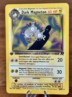 POKEMON Team Rocket 1999 Dark Magneton 1st Edition Card #28 NM - Image 2