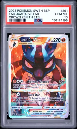 2023 POKEMON SWSH BLACK STAR PROMO #291 FULL ART/LUCARIO VSTAR PSA 10 - Image 1