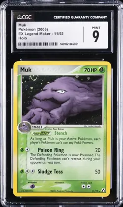 2006 POKEMON EX LEGEND MAKER HOLO #11/92 MUK CGC 9 - Image 1