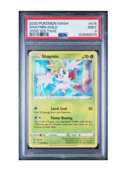 2020 POKEMON SWORD & SHIELD VIVID VOLTAGE #015 SHAYMIN-HOLO VIVID VOLTAGE PSA 9 - Image 1