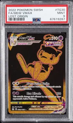 2022 POKEMON SWORD & SHIELD LOST ORIGIN #TG30 FULL ART/MEW VMAX PSA 9 - Image 1