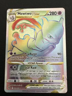 Clean!! Pokemon TCG Mewtwo VSTAR Holo Ultra Rare Rainbow Secret Rare 079/078 NM - Image 1