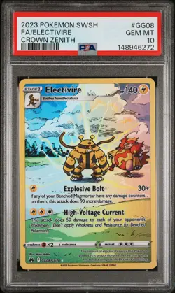 2023 POKEMON SWORD & SHIELD CROWN ZENITH #GG08 FULL ART/ELECTIVIRE PSA 10 - Image 1