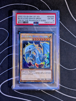 PSA 6 Blue Eyes White Dragon Tin Of The Pharoahs Gods Yu-Gi-Oh! MP22-EN266 - Image 1