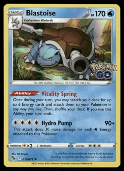 Pokemon Cards Blastoise 017/078 Holo Pokemon GO Holo Rare LP - Image 1