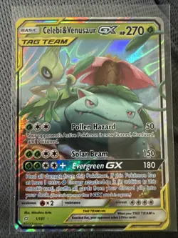 Pokemon TCG Celebi & Venusaur GX Holo Ultra Rare Card Team Up 1/181 - Image 1