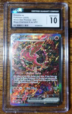 Oricorio ex 024 Promo CGC 10 Black Star Mega Charizard X ex UPC Pokemon Card - Image 1