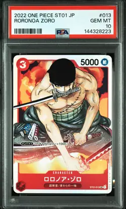 2022 ONE PIECE JAPANESE STARTER DECK ST01-STRAW HAT CREW #013 RORONOA ZORO PSA10 - Image 1