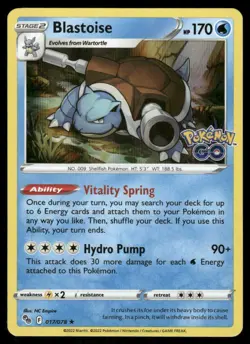 Pokemon Cards Blastoise 017/078 Holo Pokemon GO Holo Rare LP - Image 1