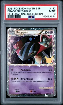 2021 POKEMON SWSH BLACK STAR PROMO CELEBRATIONS COLL #132 DRAGAPULT-HOLO - PSA 9 - Image 1