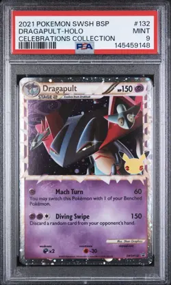 2021 POKEMON SWSH BLACK STAR PROMO CELEBRATIONS COLL #132 DRAGAPULT-HOLO - PSA 9 - Image 1