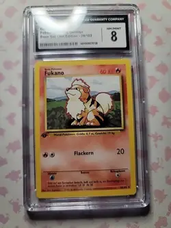 1999 Pokemon Growlithe Base Set 28/102 CGC 8 NM/MINT - Image 1