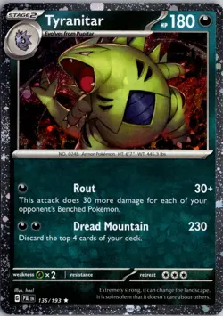 Tyranitar (Cosmos Holo) Pokemon Paldea Evolved 135/193 NM/M - Image 1