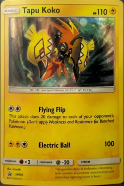 Pokemon TCG Tapu Koko Black Star Promo SM30 Cosmos Holo Bleed NM/M - Image 1