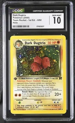 CGC 10 Dark Dugtrio 6/83 Team Rocket 1st Edition Holo First Ed Pokemon Card 2000 - Image 1