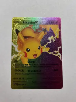 Display Card Pikachu V Rainbow Foil Fan Art 143/185 HP190 Fan Art NM - Image 1