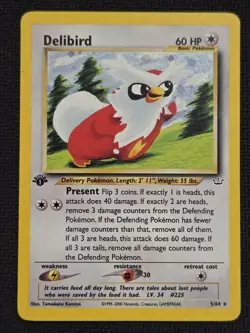 1ST EDITION 2001 Neo Revelation Delibird Holo Foil 5/64 Pokemon TCG - Image 1