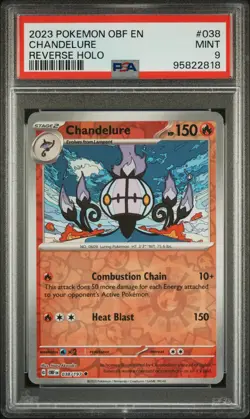 2023 POKEMON OBSIDIAN FLAMES OBF EN #038 CHANDELURE REVERSE HOLO - PSA 9 POP 2 - Image 1