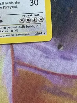 Pokemon Snorlax 27/64 Jungle 1st Edition Rare Regular 90 HP ENG - Image 3