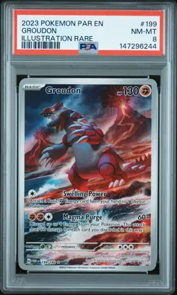 PSA 8 Groudon 199/182 Paradox Rift Illustration Rare Pokemon Card - Image 1