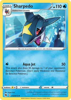 4x Sharpedo - 012/073 - Uncommon NM-Mint Pokemon SWSH03.5 Champion's Path - Image 1