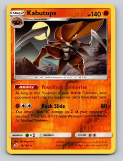 Kabutops 78/181 Rare SUn & Moon Team Up Pokemon Reverse Holo NM - Image 1