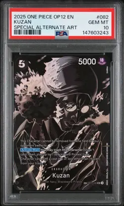 2025 ONE PIECE OP12-LEGACY OF THE MASTER SPECIAL ALTERNATE ART #082 KUZAN PSA 10 - Image 1