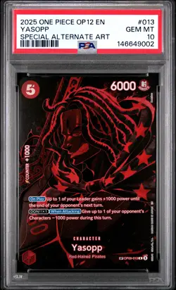2025 ONE PIECE OP12-LEGACY OF THE MASTER SPECIAL ALTERNATE ART YASOPP PSA 10 - Image 1