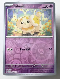 Fidough #038/091 Paldean Fates Reverse Cosmos Holo Costco Pokemon SWIRL - Image 1