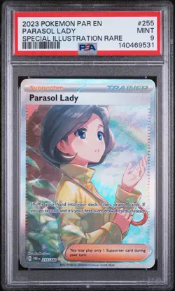 Parasol Lady Special Illustration Rare Pokemon Par En-Paradox Rift 255/182 PSA 9 - Image 1