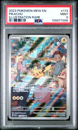 Pikachu Illustration Rare Pokemon Mew En-151 173/165 PSA 9 - Image 1