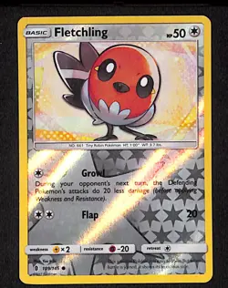Fletchling 109 Common Pokemon Guardians Rising 145 Reverse Holo 2017 - Image 1