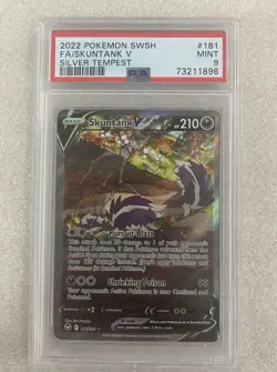 2022 Pokemon Silver Tempest Skuntank V Alt Art #181 PSA 9 🔥 Mint Alternate Art - Image 1