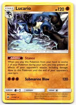 Lucario 71/147 Holo Rare Burning Shadows Pokemon Near Mint - Image 1