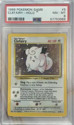 Clefairy 1999 Pokemon Base Set Holo #5/102 PSA 8 - Image 1