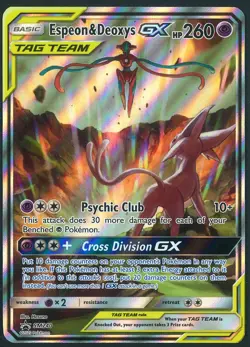 Espeon & Deoxys GX SM240 Tag-Team Full Art Promo Pokemon SM Near Mint - Image 1
