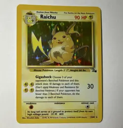 Pokemon TCG Raichu Fossil Holo Rare Unlimited 14/62 90 HP 1999 English Arita - Image 1