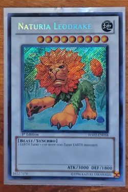 Naturia Leodrake 1st Edition Secret Rare HA02-EN058 LP Yugioh - Image 1