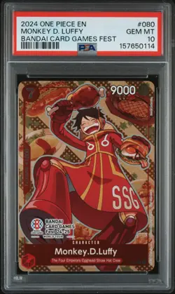 2024 One Piece Promos #080 Monkey D. Luffy Bandai Card Games Fest PSA 10 - Image 1
