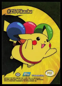 Pikachu 25 Topps TV Animation Clear Card PC1 Pokemon Card - Image 2