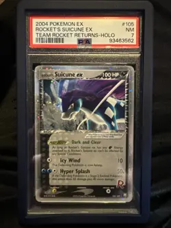 2004 Pokemon EX Team Rocket Returns #105 Rocket’s Suicune EX-Holo PSA 7 - Image 1