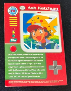 Topps Series '1' 1999 TV Animation Edition ASH KETCHUM TV1 Pokemon Card - Image 2