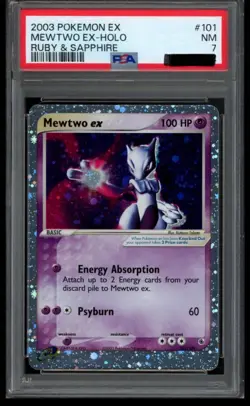 2003 POKEMON EX RUBY & SAPPHIRE #101/109 MEWTWO EX HOLO PSA 7 - Image 1