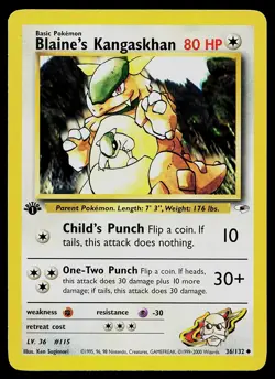 Pokemon Card - Blaine's Kangaskhan Gym Heroes 36/132 1st Edition Uncommon - Image 1