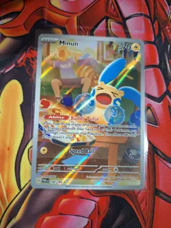 Pokemon TCG Paradox Rift Minun Illustration Rare Card 194/182 NM Condition - Image 1