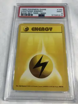 1999 POKEMON #100 LIGHTNING ENERGY BASE SET UNLIMITED MINT PSA 9 - Image 1