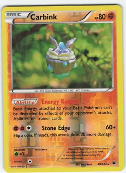 Carbink 49/124 Rare Reverse Holo XY - Fates Collide LP Pokemon - Image 1
