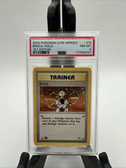 2000 POKEMON GYM HEROES 1ST EDITION #15/132 BROCK HOLO PSA 8 - Image 1